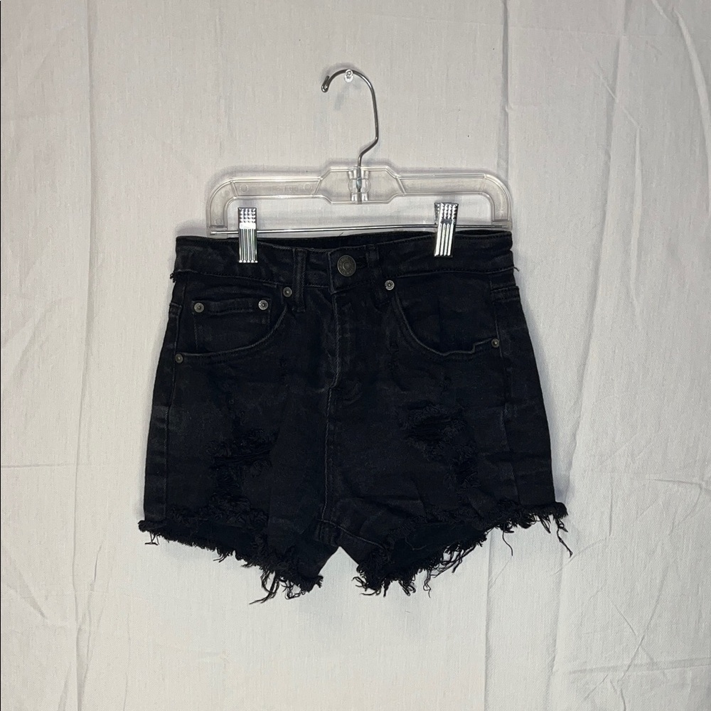 Almost Famous Black Distressed High-Rise Jean Shorts